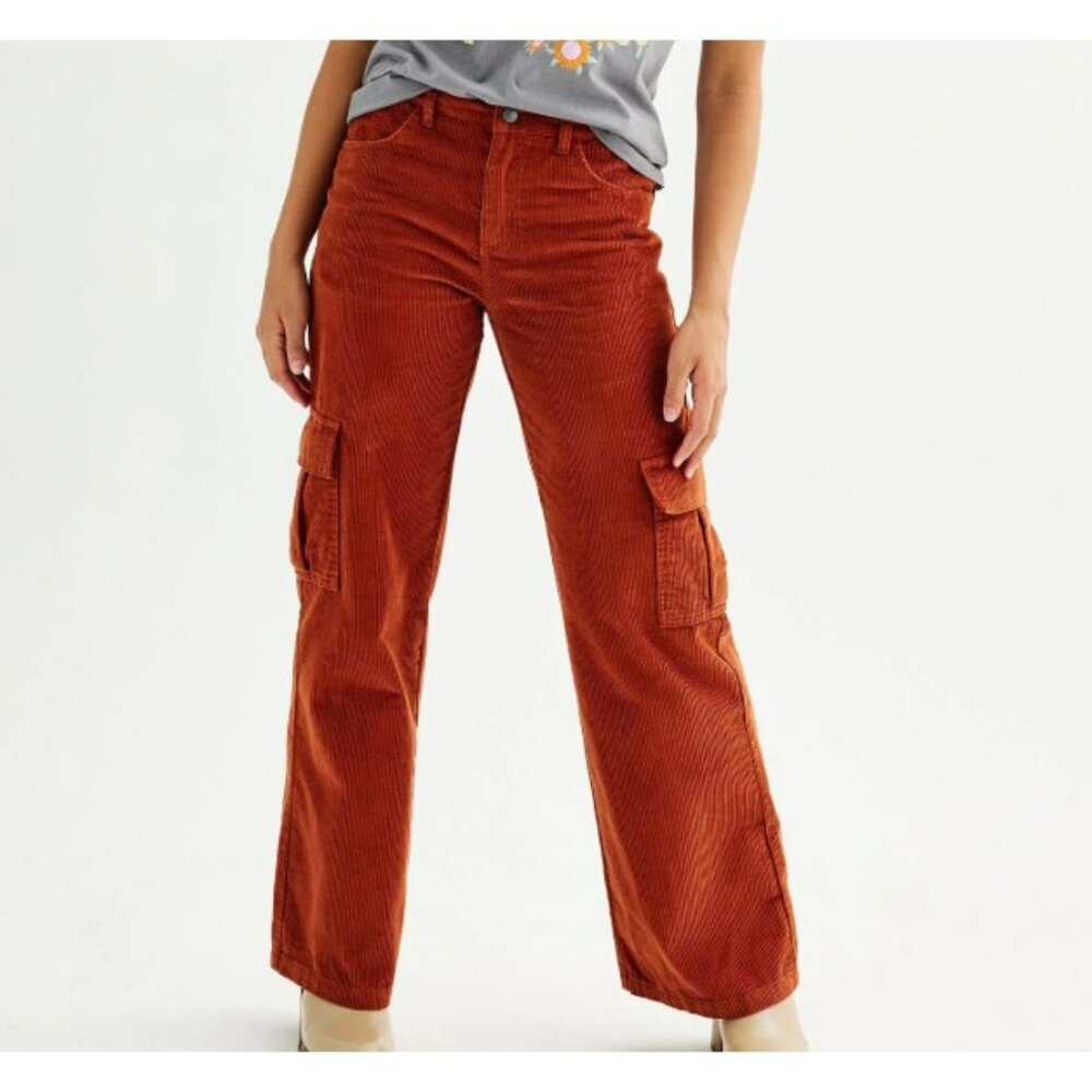 Tinseltown Corduroy Pants Size 9 / 29 Cotton Sunbaked Rust Cargo Cords NWT New